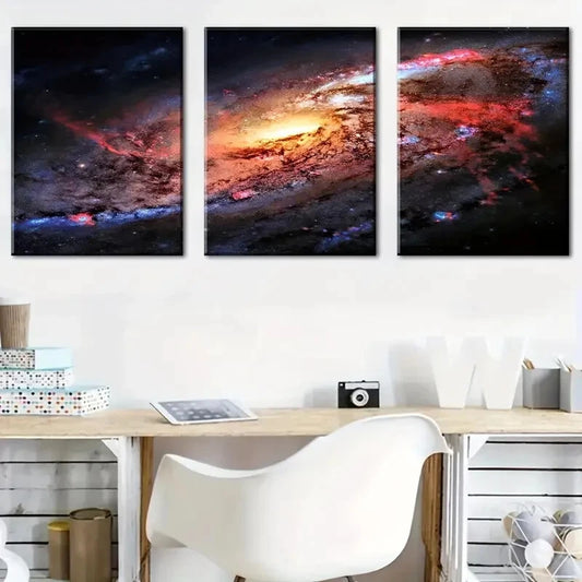 3pcs Galaxy Outer Space Cosmic Perfect Wall Art Set Canvas Framed 40x60cm - High Quality Print 100% Australian Made Wall Canvas Ready to Hang