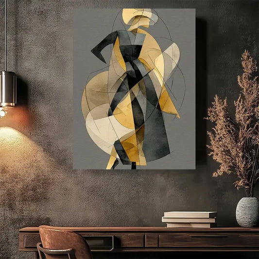 Beautiful Abstract Geometric Painting 40x60cm Metal Print Ready to Hang