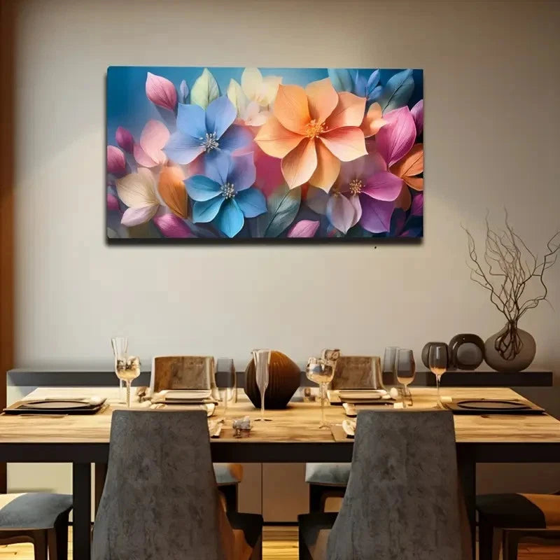 Vibrant Floral Colorful Flower Wall Art Canvas Office Home Room Framed 120x60cm