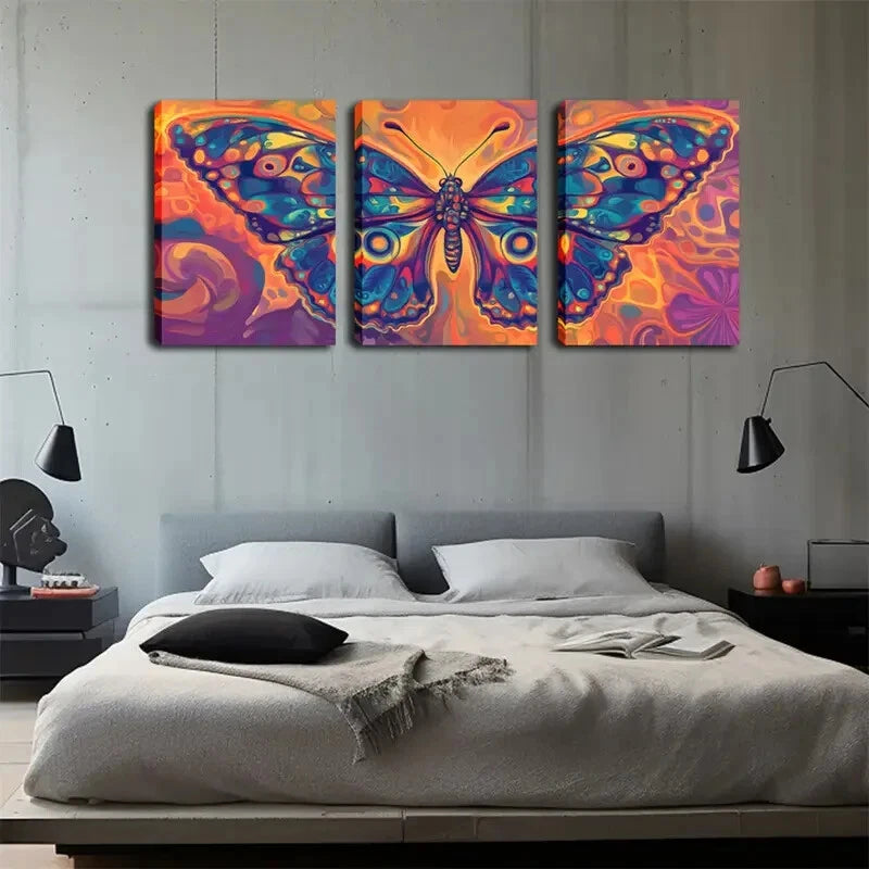 3pcs Abstract Butterfly Wing Design Perfect Wall Art Set Canvas Framed 40x60cm - High Quality Print 100% Australian Made Wall Canvas Ready to Hang