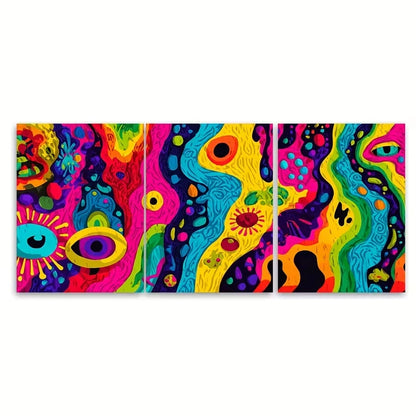 3pcs Bold Neon Colors Metal Print Ready to Hang Art