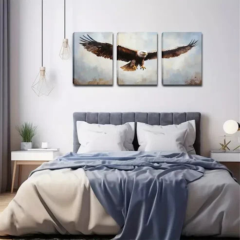 3pcs Majestic Bald Eagle Triptych Wall Art Canvas Unframed - High Quality Print 100% Australian Made Wall Canvas