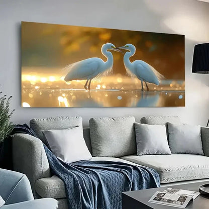 Elegant Modern White Birds wall canvas office home room framed 120x60cm