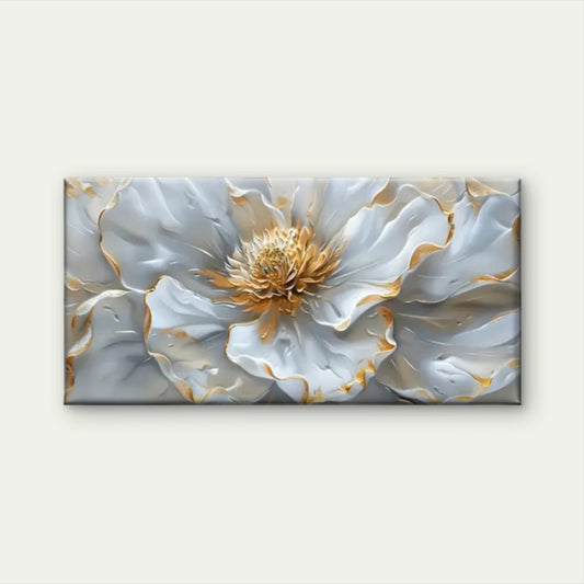 White Flowers Petal Floral Wall Art Canvas Office Home Room Framed 120x60cm