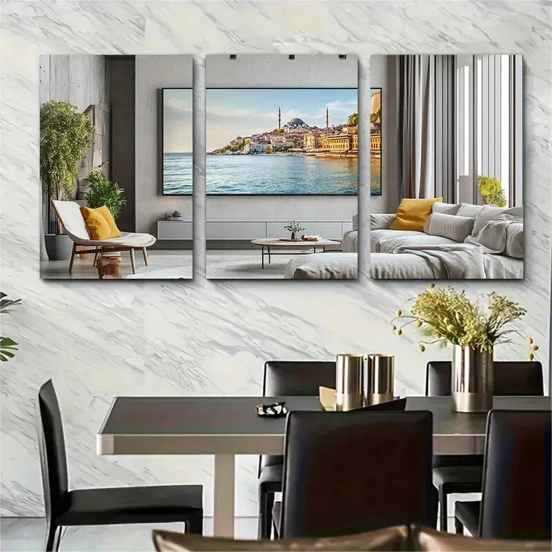 3pcs Scenic City Landscape Turkey Metal Print Ready to Hang Art