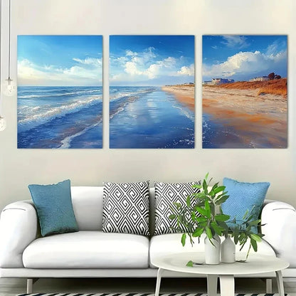3pcs Oil Painting of Rehoboth Beach Delaware Metal Print Ready to Hang Art