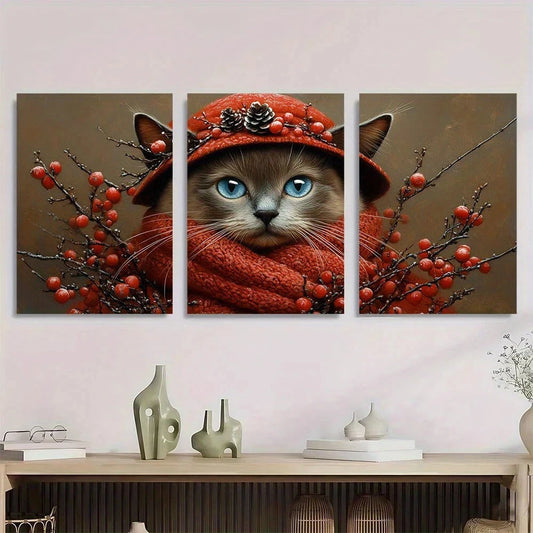 3pcs Fashion Stunning Blue Eyes Metal Print Ready to Hang Art