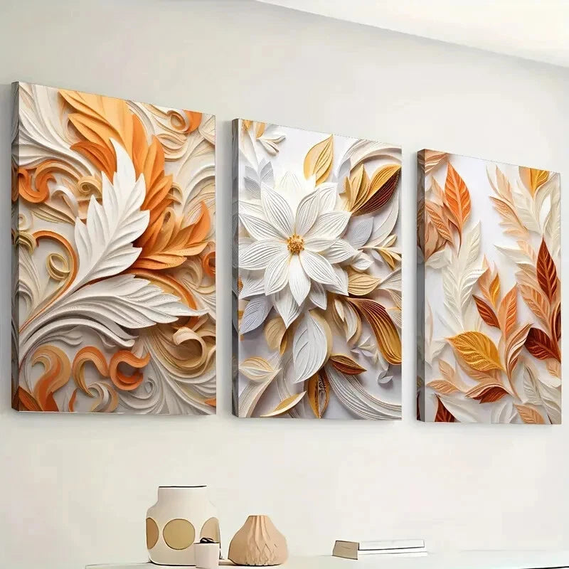 3pcs Abstract Floral And Plant Landscapes Wall Art Set Canvas Framed 40x60cm - High Quality Print 100% Australian Made Wall Canvas Ready to Hang