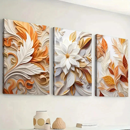 3pcs Abstract Floral And Plant Landscapes Wall Art Set Canvas Framed 40x60cm - High Quality Print 100% Australian Made Wall Canvas Ready to Hang