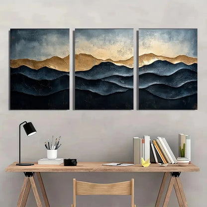3pcs Abstract Mountain Landscape Painting Metal Print Ready to Hang Art