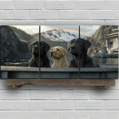 3pcs Charming Dog Snuggle Trio Metal Print Ready to Hang Art