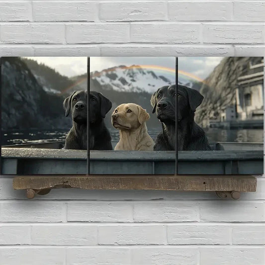 3pcs Charming Dog Snuggle Trio Metal Print Ready to Hang Art