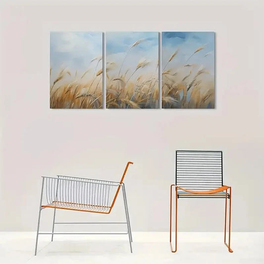 3pcs Modern Abstract Wheat Field Nature Metal Print Ready to Hang Art