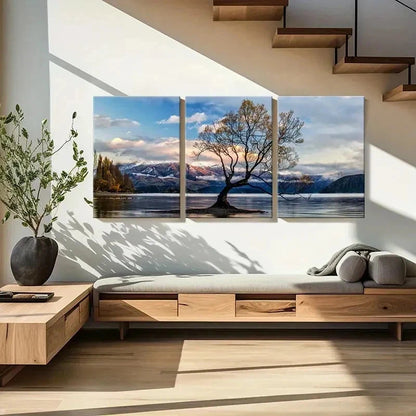 3pcs Blue Sky White Clouds and Trees Wall Art Set Canvas Framed 40x60cm - High Quality Print 100% Australian Made Wall Canvas Ready to Hang