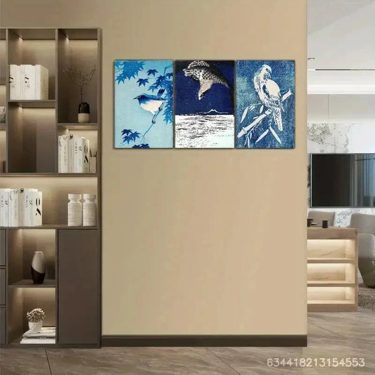 3pcs Tribute Bird and Plant Decoration Poster Metal Print Ready to Hang Art