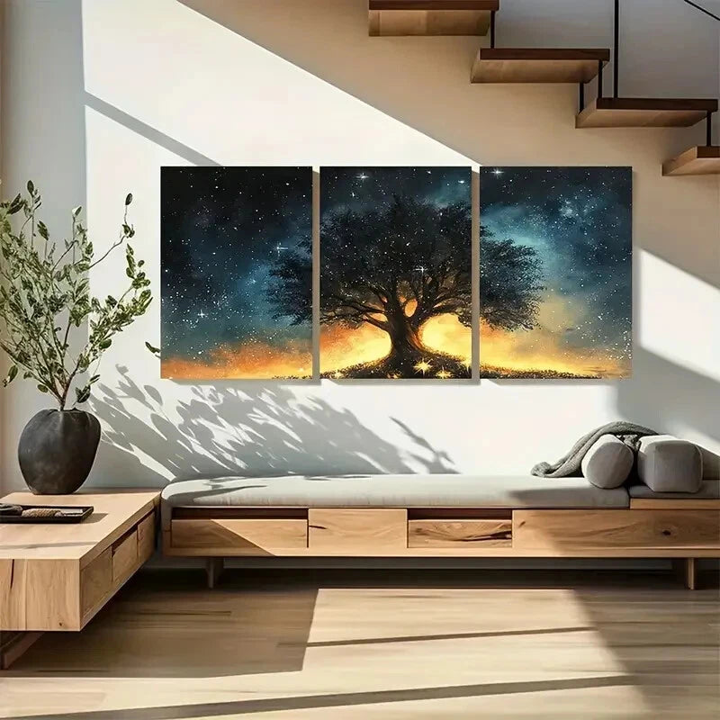 3pcs Serene Landscape with Cherry Blossoms Metal Print Ready to Hang Art