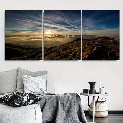 3pcs Scenic Mountain Sunrise Nature Metal Print Ready to Hang Art