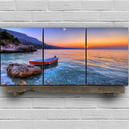 3pcs Beautiful Sunset Over The Sea Metal Print Ready to Hang Art