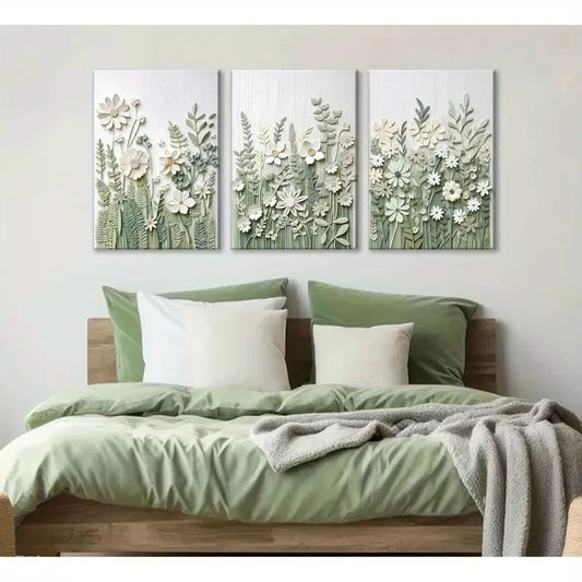 3pcs Bohemian Wildflower Design Metal Print Ready to Hang Art