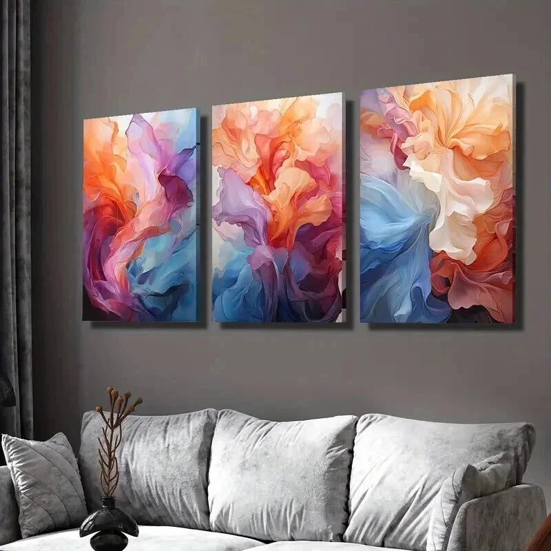 3pcs Abstract Colorful Bright Texture Wall Art Set Canvas Framed 40x60cm - High Quality Print 100% Australian Made Wall Canvas Ready to Hang
