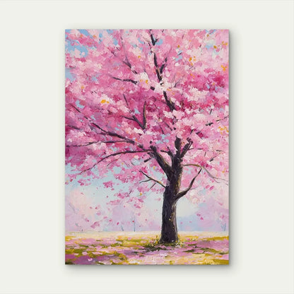 Romantic Pink Floral Spring Landscape Metal Print Ready to Hang