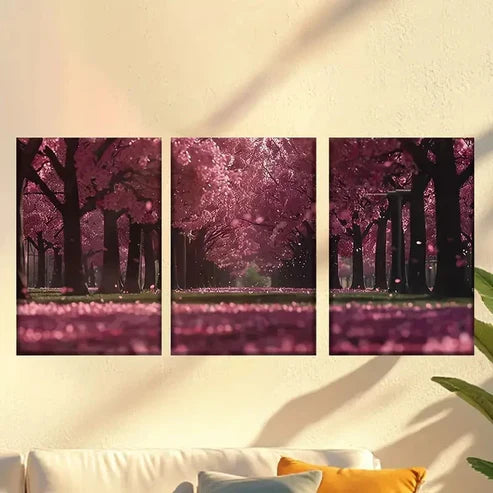 3pcs Classic Style Charming Spring Cherry Wall Art Canvas Unframed – High Quality Print 100% Australian Made Wall Canvas