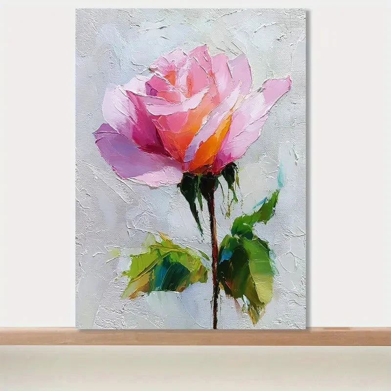 Beautiful ink Rose Oil Pastel Painting 40x60cm Metal Print Ready to Hang