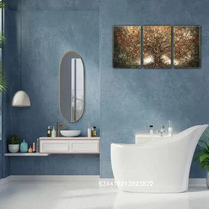 3pcs Symbolic Artwork Earthy Tones Tree of Life Metal Print Ready to Hang Art