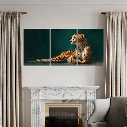 3pcs Artistic Cheetah Illustration Wildlife Art Metal Print Ready to Hang Art