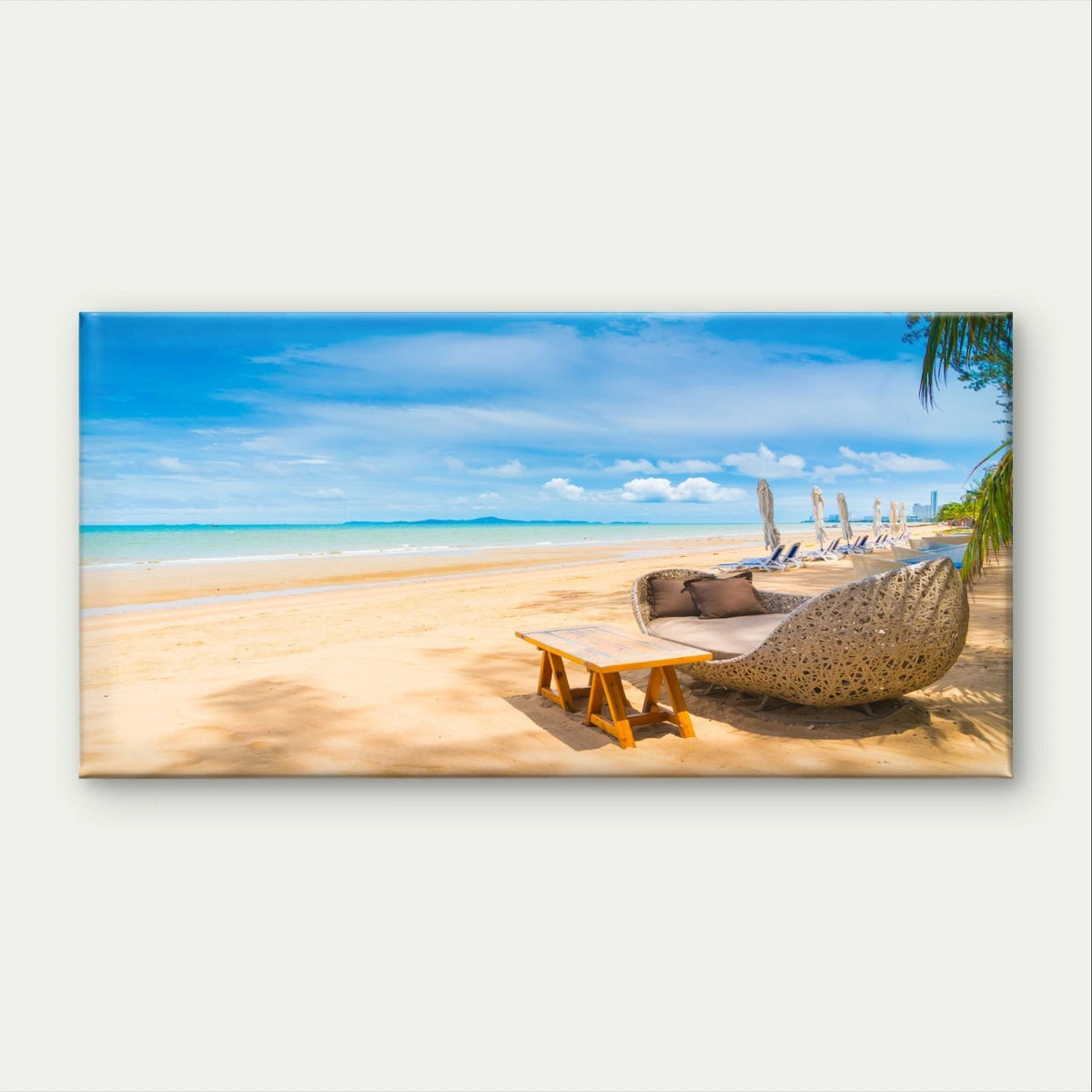 Tropical Beach and Sandy Shore Wall Art Canvas Office Home Framed 120x60cm