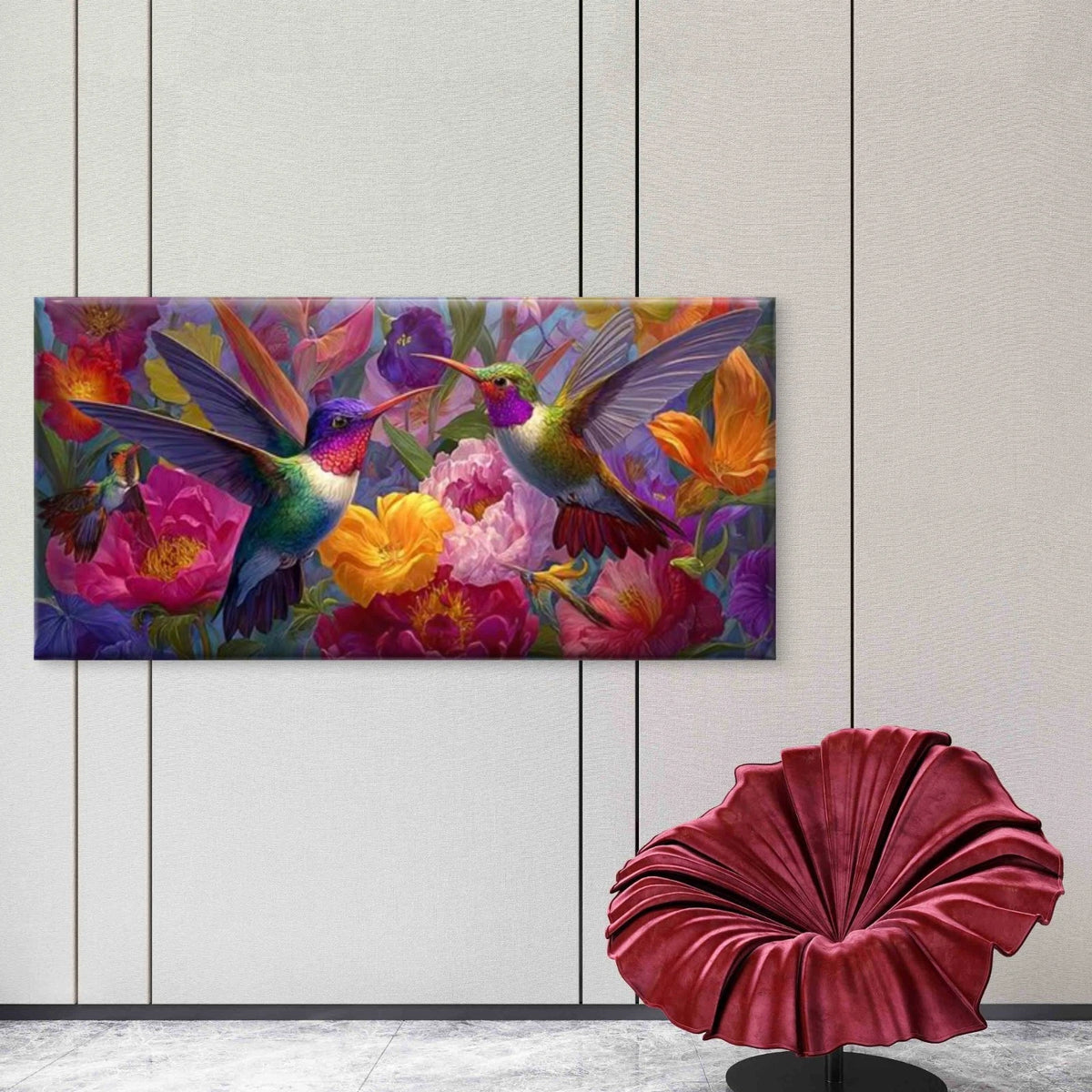 Colorful Bird & Flower Wall Art Canvas Office Home Room Framed 120x60cm
