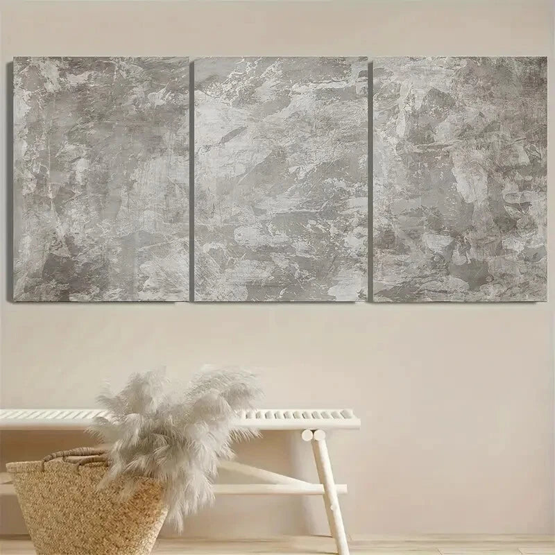 3pcs Modern Neutral Organic Grey Color Minimalist Metal Print Ready to Hang Art