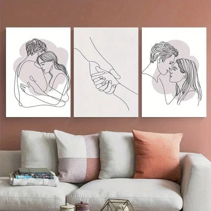 3pcs Hug Holding Hands Kiss Painting Metal Print Ready to Hang Art