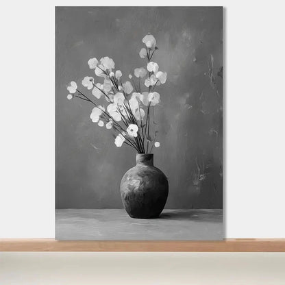 Black & White Floral Arrangement Painting 40x60cm Metal Print Ready to Hang