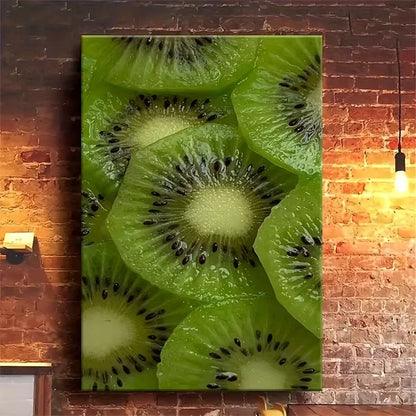 Vibrant Green Kiwi Fruit Slice Platter 60x90cm Metal Print Ready to Hang