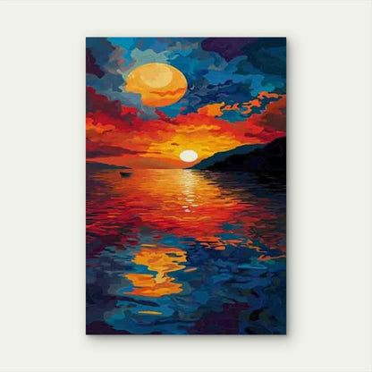 Vibrant Sunset Sea Metal Print Ready to Hang