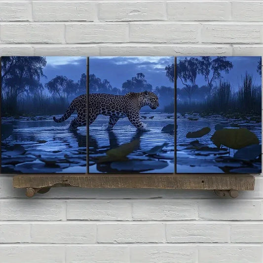 3pcs Water Surface Blue Themed Animal Nature Metal Print Ready to Hang Art