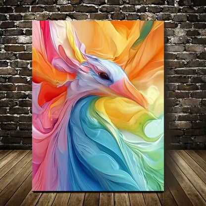 Contemporary Abstract Peacock Painting 40x60cm Metal Print Ready to Hang