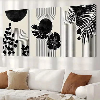 3pcs Black Boho Tropical Canvas Framed 40x60cm - High Quality Print 100% Australian Made Wall Canvas Ready to Hang