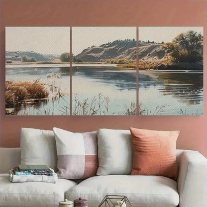 3pcs Red Willow Lake North Dakota Landscape Metal Print Ready to Hang Art