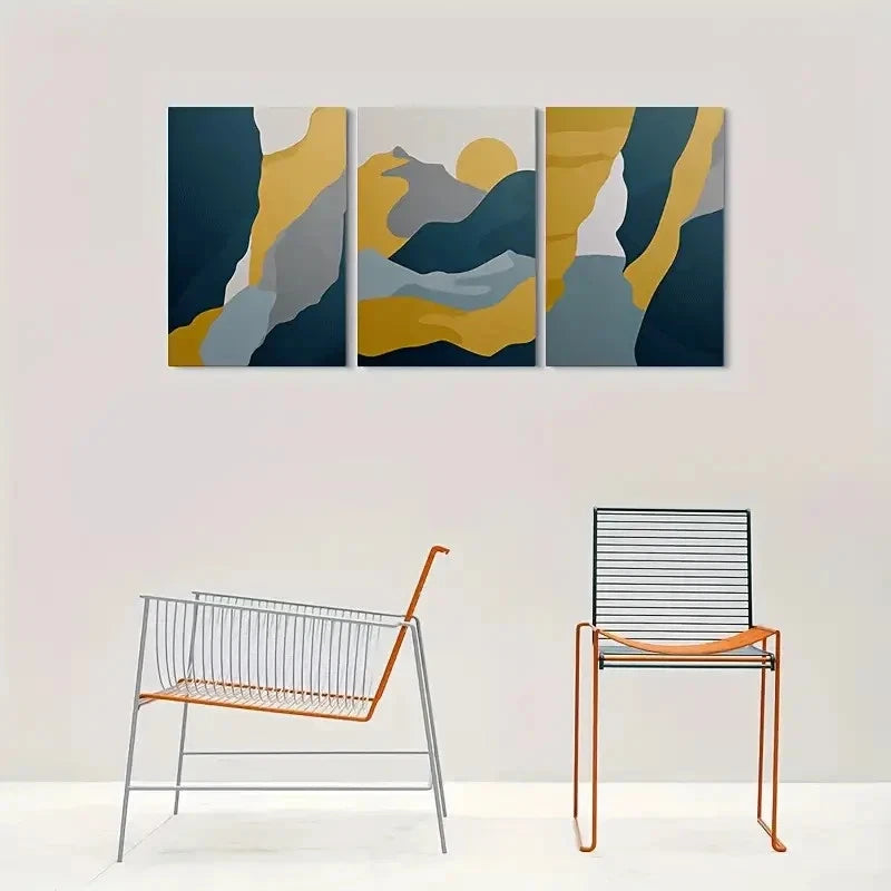3pcs Abstract Mountain Landscape Metal Print Ready to Hang Art