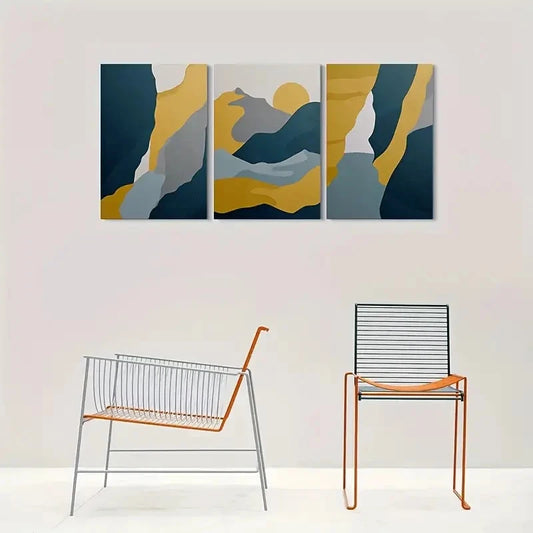 3pcs Abstract Mountain Landscape Metal Print Ready to Hang Art