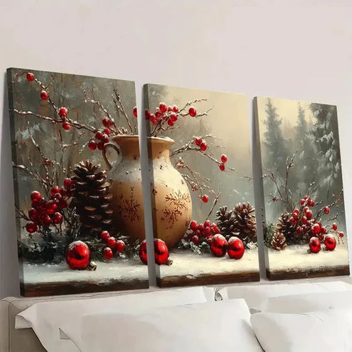 3pcs Little Bits Fine Art Print red Wall Art Set Canvas Unframed - High Quality Print 100% Australian Made Wall Canvas