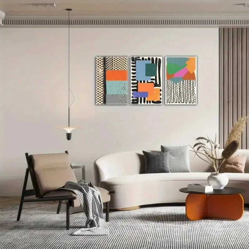 3pcs Styling Point Line and Plane Poster Metal Print Ready to Hang Art