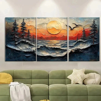3pcs Landscape Painting Original Landscape RT  Wall Art Set Canvas Framed 50x70cm - High Quality Print 100% Australian Made Wall Canvas Ready to Hang