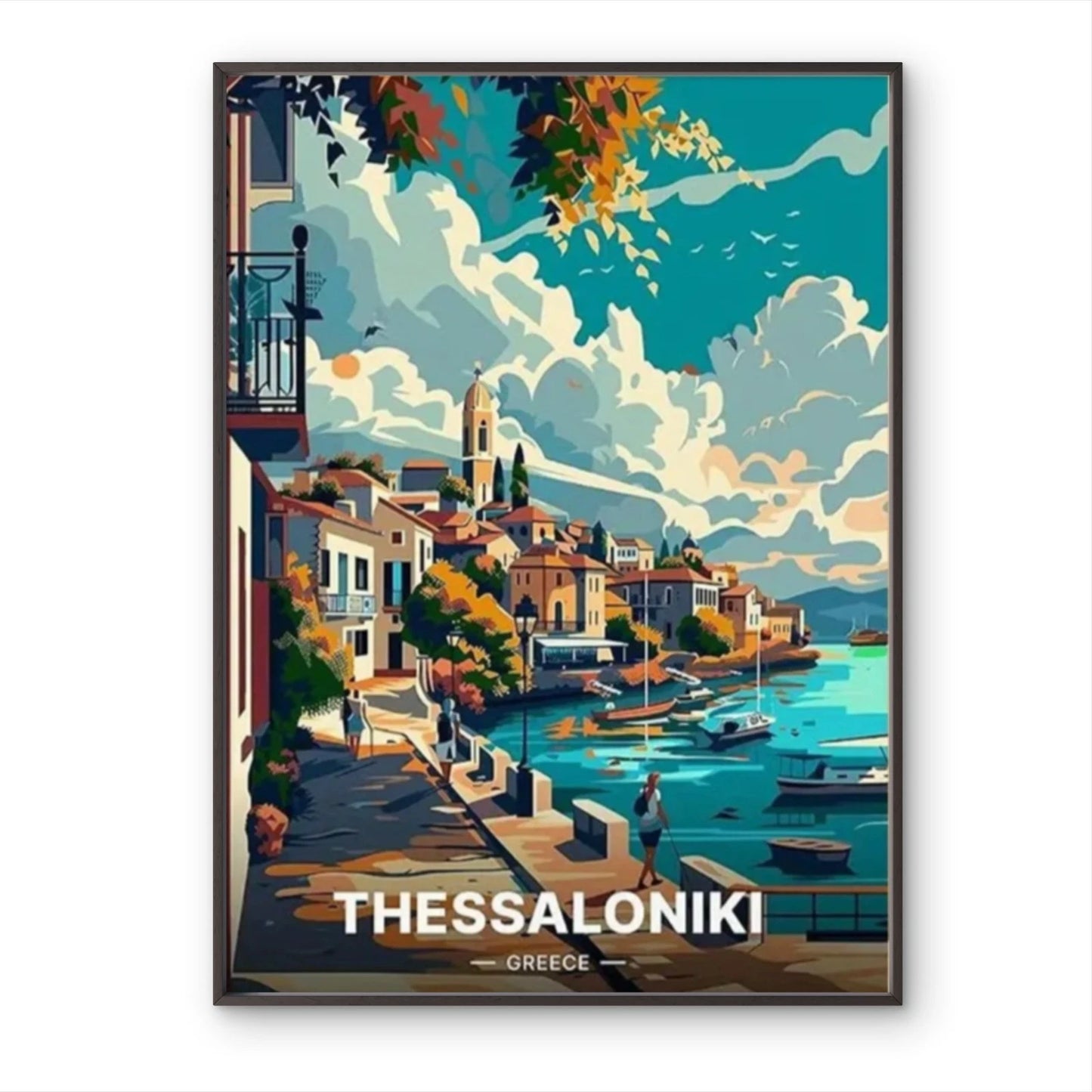 Greek Thessaloniki Greece Coastal Town Travel Poster Print Wall Art