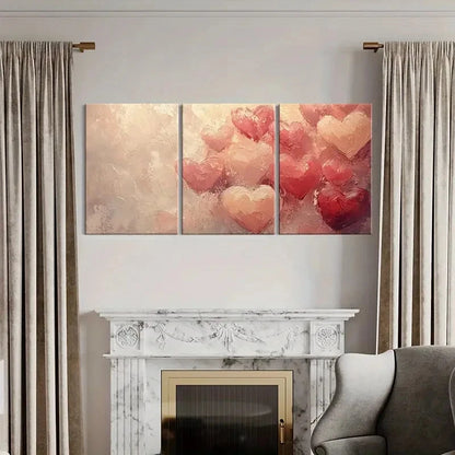 3pcs Artistic Hearts Painting Romantic Love Decor Metal Print Ready to Hang Art