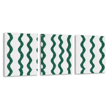 3pcs Green & White Abstract Design Wall Art Set Canvas Framed 50x70cm - High Quality Print 100% Australian Made Wall Canvas Ready to Hang