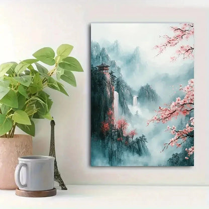 Beautiful Mountain Mist Watercolor Painting 40x60cm Metal Print Ready to Hang