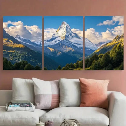 3pcs Aosta Valley Travel Matterhorn Metal Print Ready to Hang Art